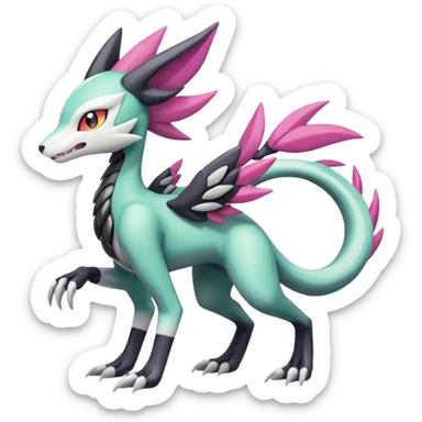 Meloetta-Sergal-Palkia-hybrid-fusion-Fakémon-creature, full body sticker