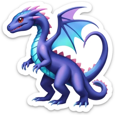 Iridescent crystalic Shiny pastel Salandit-Aurorus-Salazzle-Dragonair-Fakémon-hybrid-creature (full body)  sticker