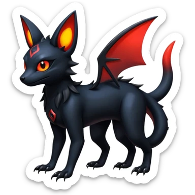 Shiny Dark Edgy Gothic Gloomy Futuristic Salandit-Umbreon-Noibat-Litten-Hybrid (Full body) sticker