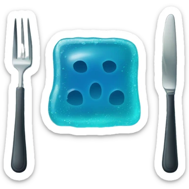 square blue jelly slab on plate sticker