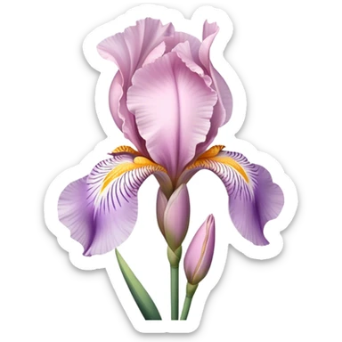 single Soft Pink Iris, straight stem sticker