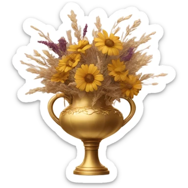 dried flowers in a golden vase sticker