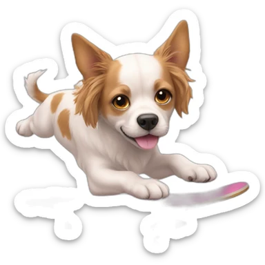 Un grand chien rose qui fait du skate sticker