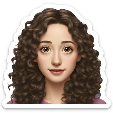 Emmy Rossum Teenager long curly hair, hyperreal photoreal sticker