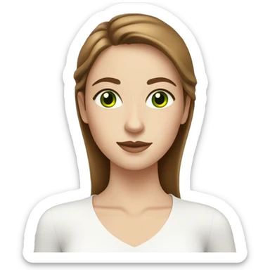 A white woman with brown hair and green eyes doing skincare sticker