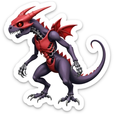 Shiny Horned Badass Edgy Dark Evil Spectral Dusky Spooky Skeletal Cool Hot Stylish Handsome Duskull-Darkrai-Charmeleon-Genesect-Fakémon-fusion (full body) sticker