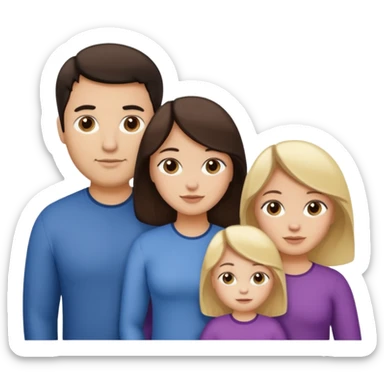 Familia de 4 personas : Hombre gordito pelo oscuro, Mujer pelo cafe, hija 1 pelo mono , hija 2 pelo oscuro. sticker