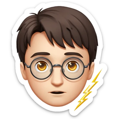 Harry Potter with round glasses and lightning scar sticker