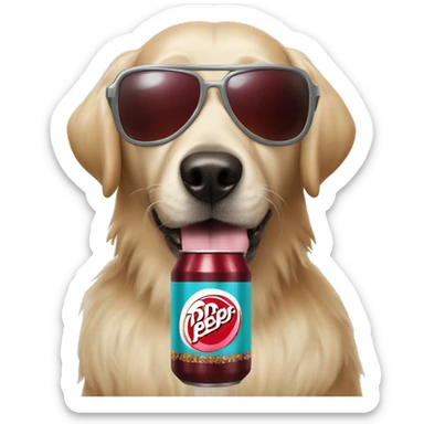 dog with sunglasses and a dr pepper with a wig on sticker