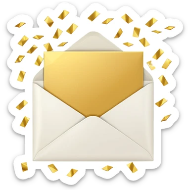 white envelope surrounded gold confetti sticker