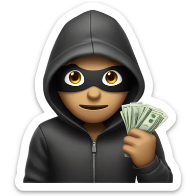 robber holding money bag sticker