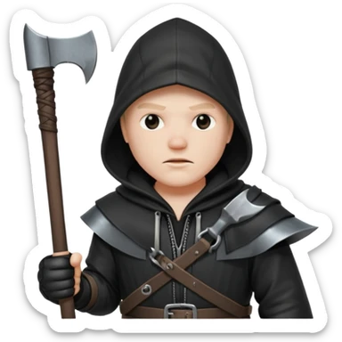 an executioner with a black hood so we can't see his face and an axe in his hand sticker