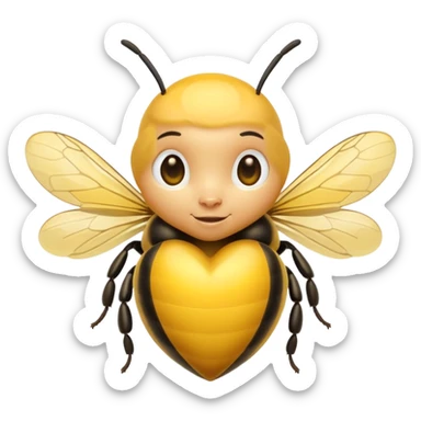 yellow heart with a honeybee sticker