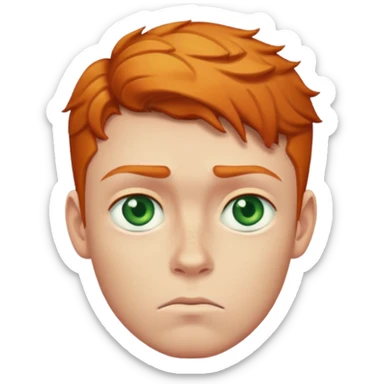 Ginger boy sad tick brows big green eyes  sticker