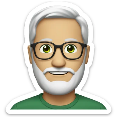 50 years old, green eyes, 2 days beard, glasses sticker