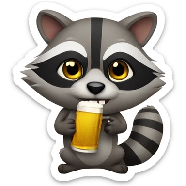 Raccoon with a beer sticker