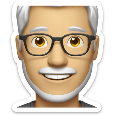 Smiling white man with glasses and gray hair sticker