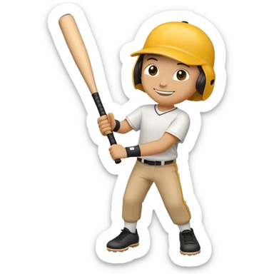 make a yellow stick non human with a smile holding a bat with limbs sticker