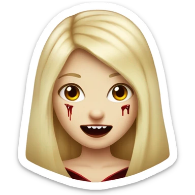 vampire blonde girl with vampire teeth an blood sticker