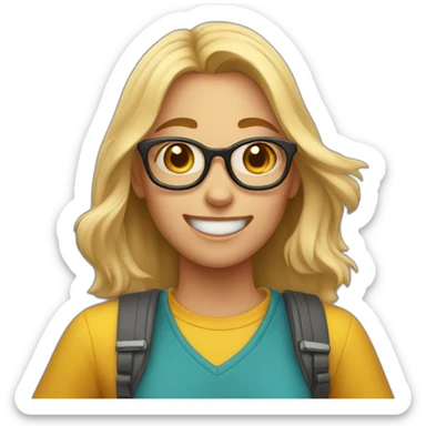 super excited female student sticker