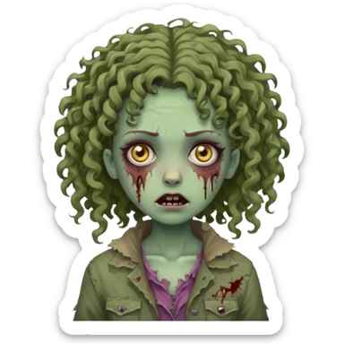 curly head girl zombie sticker