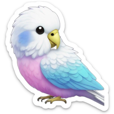 white all feather pink feet purple nose budgie sticker
