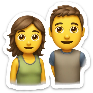 Emoji peliandose con un compañero y amigo sticker