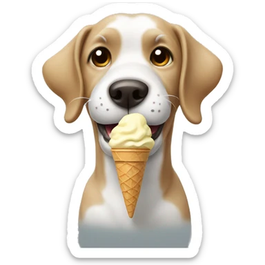 Dog eating ice cream  sticker