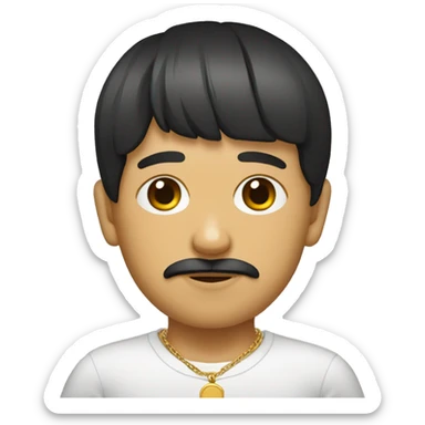 mexican edgar with a bowl cut and a gold chain with a mustache  sticker