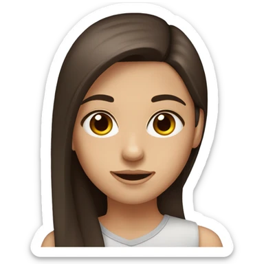 A girl with straight brown hair brown eyes and dark brown hair sticker