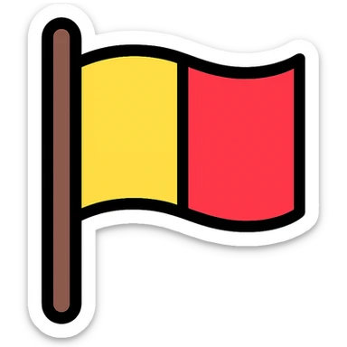 flag split vertically, left half yellow, right half red, minimal style sticker