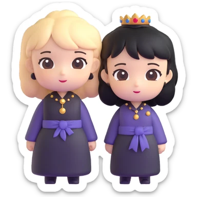 Cute chibi Nero and Lady from Devil May Cry, big heads, small bodies, childlike proportions sticker