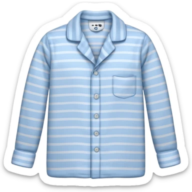 emoji of an isolated striped pajama top, light grey and pastel blue vertical stripes, button-down long sleeves, neatly folded flat-lay, no person, no body, no mannequin, cozy winter nightwear mood, soft shading, clean simple shape sticker