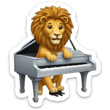 Lion playing the piano sticker