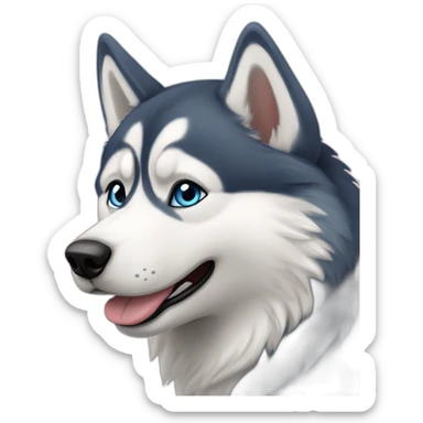 Husky blanc yeux bleu poil un peu court et souriant sticker