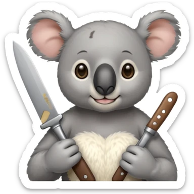 Female koala with knife sticker