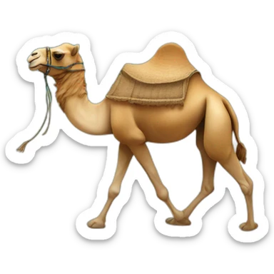 Camel on the beach getting fun sticker