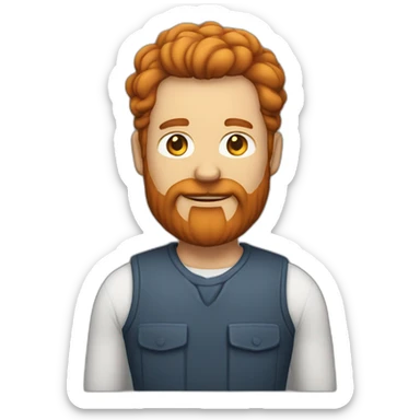 full body white 48 year old with trimmed red beard and chest hair sticker