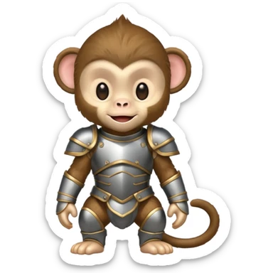 baby monkey in armor, full body, smile sticker