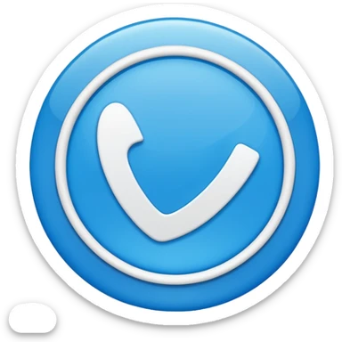 Un circulo celeste con una palomita blanca dentro un check  mas xeleate chillante sticker