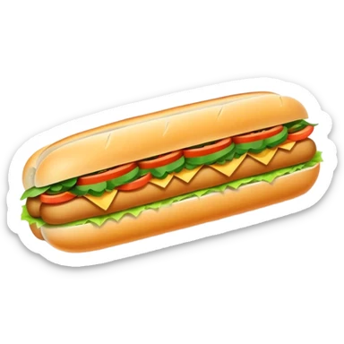 Banh Mi Cinematic Realistic Banh Mi Sandwich Dish Emoji, depicted as a simple, small baguette filled with fresh ingredients, rendered with crisp textures and vibrant, inviting lighting. sticker