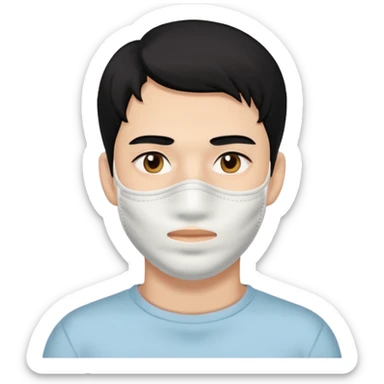 black hair man with white clay face mask on sticker