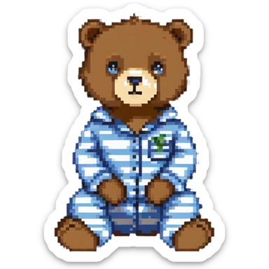 bear in striped pajamas sitting sticker