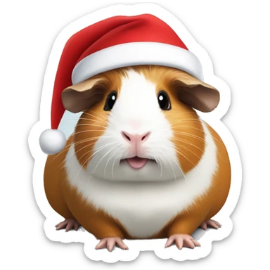 Guinea pig wearing a Santa hat sticker