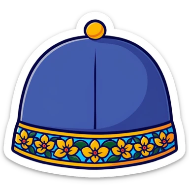 Colorful Uzbek doppa hat with floral patterns sticker