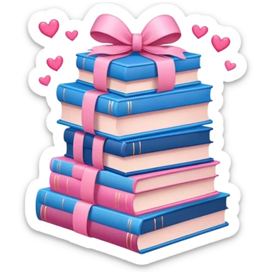 lots of romance books stacked up, pink and blue, with hearts and bows sticker