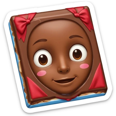 A chocolate with a tie and facial features sticker