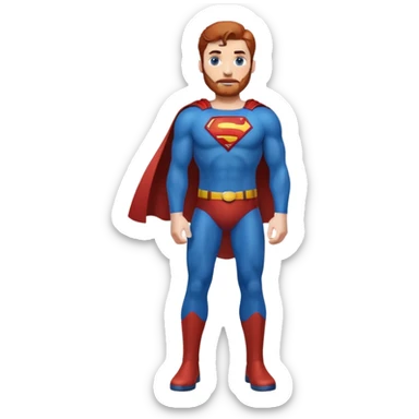Full body superman with redish brownish hair - blue eyes, trimmed beard sticker