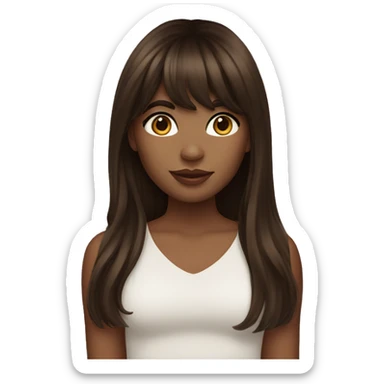 beautiful girl with long dark auburn hair and curtain bangs sticker