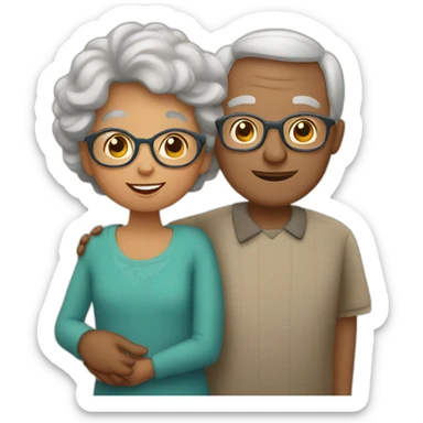 Grandma and grandpa with grandson sticker